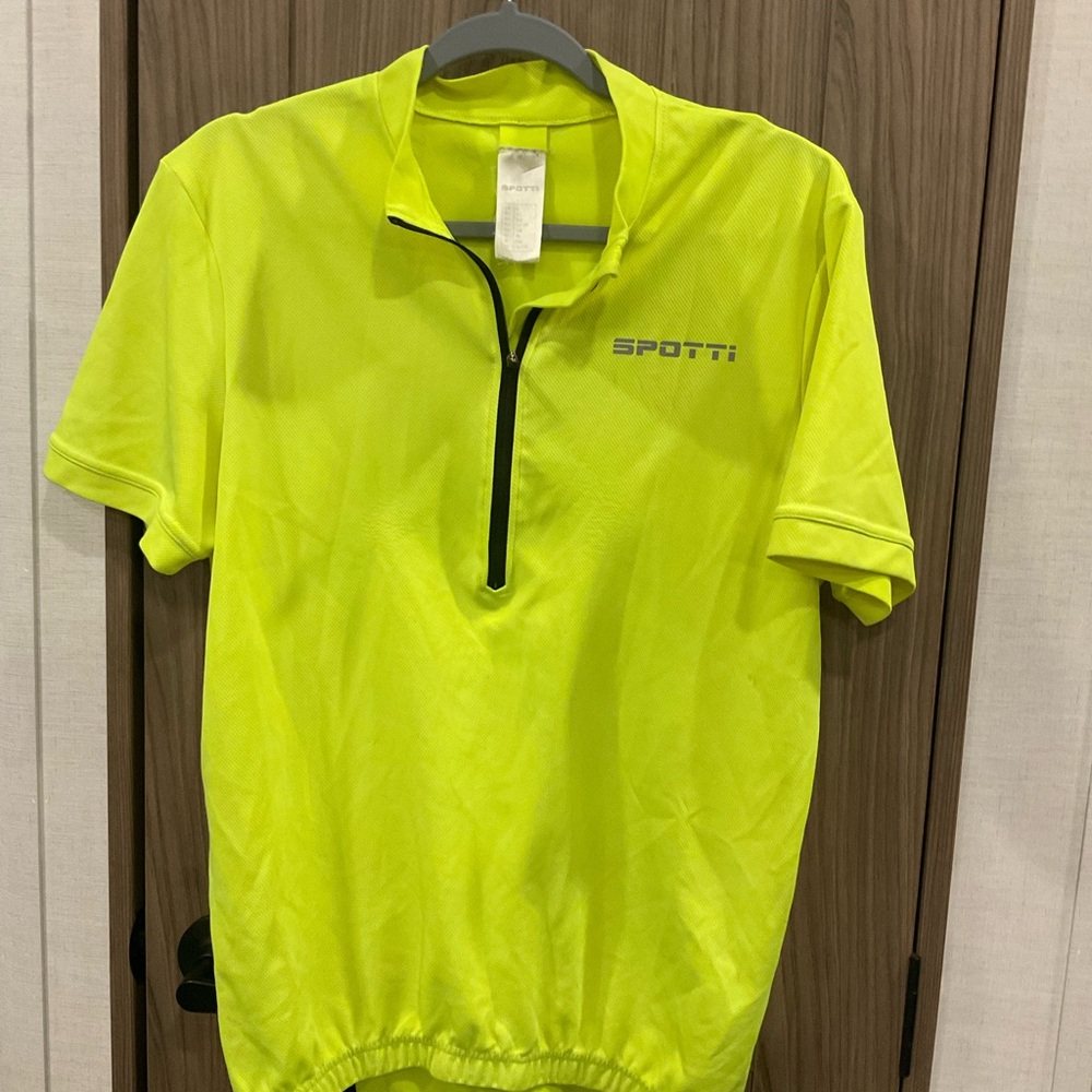 SPOTTI Mens Short Sleeve ZIP Neck Bicycle Shirt Some Wear/spots See Photo Large